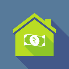 Long shadow house with  a rupee bank note icon