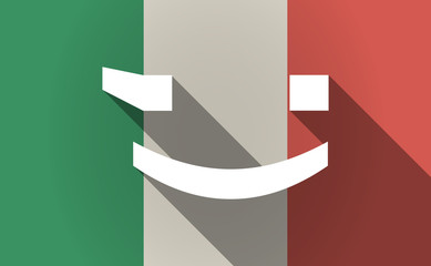 Long shadow Italy flag with a wink text face emoticon