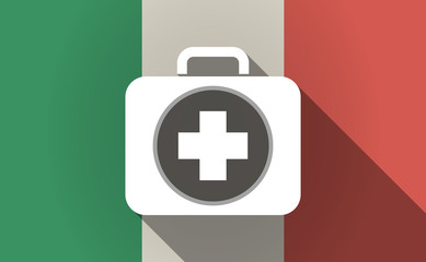 Long shadow Italy flag with  a first aid kit icon
