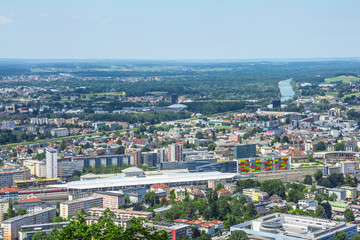 Top view of Salzburg, a famous tourist city in Austria