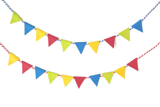 Colorful bunting paper cut on white background - isolated