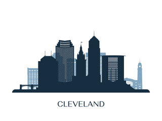 Obraz premium Cleveland skyline, monochrome silhouette. Vector illustration.
