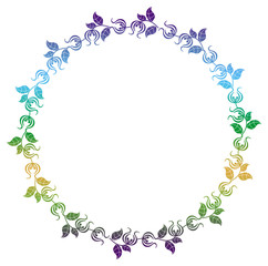 Beautiful round gradient frame. Color silhouette frame for advertisements, wedding and other invitations or greeting cards. Raster clip art.