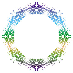 Beautiful round gradient frame. Color silhouette frame for advertisements, wedding and other invitations or greeting cards. Raster clip art.