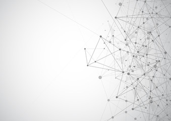 Abstract technology glowing connections in space with particles, big data, computer generated abstract background. Vector Illustration