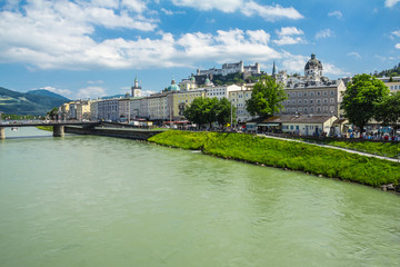 View of Salzach, where Salzburg is located, Austria