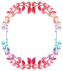 Beautiful gradient round frame. Color silhouette frame for advertisements, wedding and other invitations or greeting cards. Raster clip art.