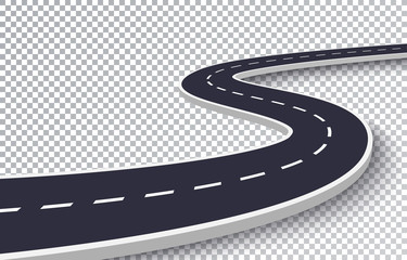 Winding Road Isolated Transparent Special Effect. Road way location infographic template. Vector EPS 10 - obrazy, fototapety, plakaty