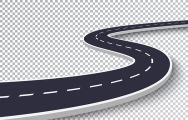 Foto op Canvas Winding Road Isolated Transparent Special Effect. Road way location infographic template. Vector EPS 10 © zmicier kavabata