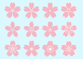 12 type of Cherry Blossom flower design, vector illustration.