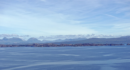 Island vista south of Portree on the Isle of Skye, Scotland, United Kingdom