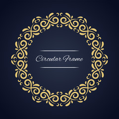 Circular vector frame. Card template with ornament.