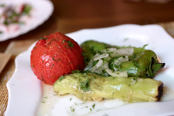 Grilled vegetables on plate