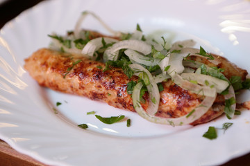 Lyulya-kebab with onions