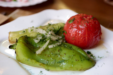 Vegetables cooked on grill