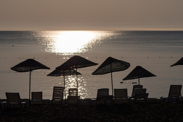 Sunrise silhouette on the beach Turkey