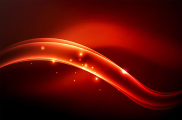 Vector glowing wave, smoke