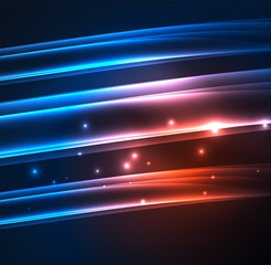Obraz premium Energy lines, glowing waves in the dark, vector abstract background