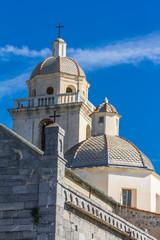 Obraz premium The towers of the cathedral in Portovenere Italy