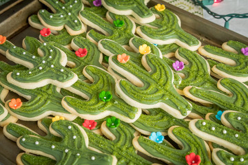Cactus shaped sugar cookies.