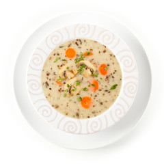 Mushroom soup on white background