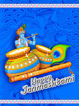 Happy Janmashtami festival of India © vectomart