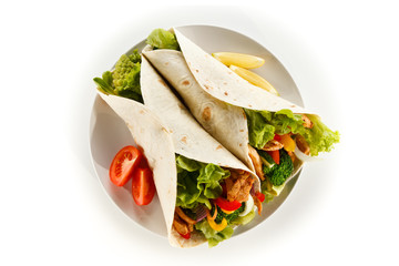 Kebabs - grilled meat and vegetables