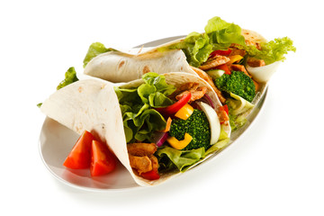 Kebabs - grilled meat and vegetables