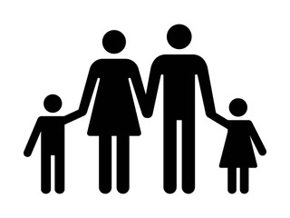 Traditional nuclear family with father, mother inside and two children flat vector icon for apps and websites