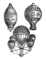 Balloons old aerostats Transportation from the 19th century