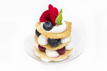 Canape desserts and snack in plastic cups