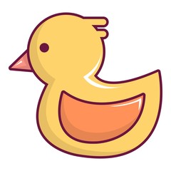 Rubber duck toy icon, cartoon style