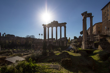 Temple of Saturn, Roman Forum in Rome, Italy