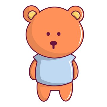 Bear toy icon, cartoon style