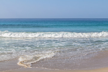 White sand beach and blue sky