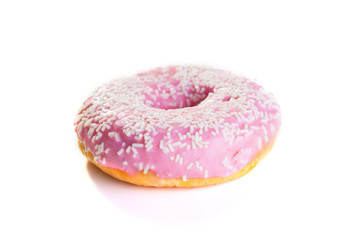 Baked donut on a white background