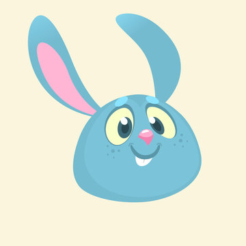 Cartoon bunny rabbit head icon. Flat Bright Color Simplified Vector Illustration In Fun Cartoon Style Design