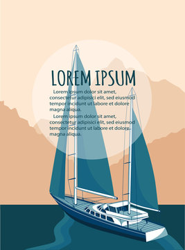 Yacht club flyer design with sail boat