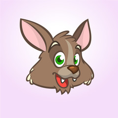 Cool cartoon wolf head or werewolf. Icon. Vector illustration isolated