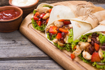Mexican burrito with chicken