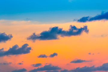 Hot weather, clouds look colorful before sunset.