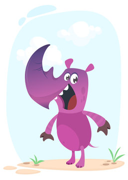 Cute cartoon Rhino. Vector Illustration mascot