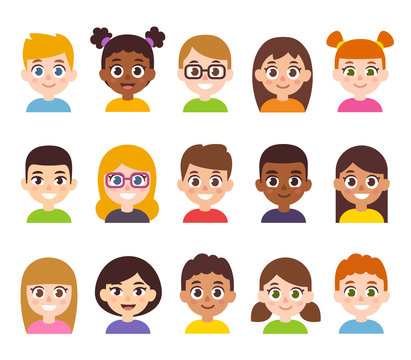 Cartoon children avatar set