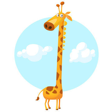 Pretty giraffe cartoon. Vector illustration isolated