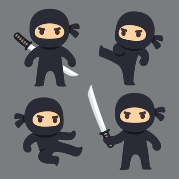 Cute cartoon ninja set