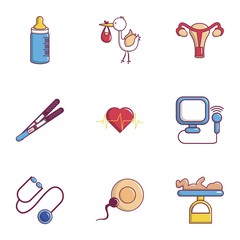 Baby health icons set, flat style