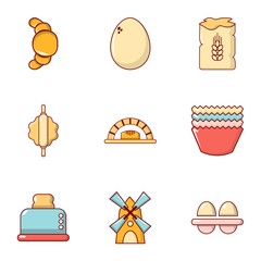 Food production set icon icons set, flat style