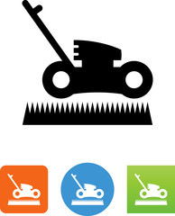 Fototapeta premium Lawn Mower With Grass Icon - Illustration