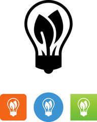 Light Bulb With Two Leaves Icon - Illustration