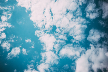 Bright blue sky with white beautiful clouds